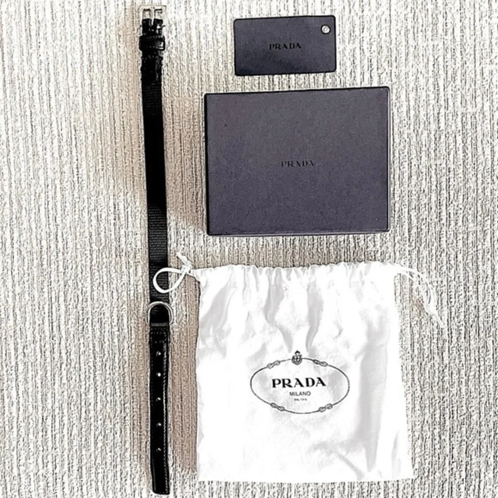 Prada! Black Leather Dog Collar with Original Box & Dust Bag!